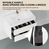 36" Wall-Mounted Bathroom Vanity with Sink, Floating Bathroom Storage Cabinet with Stone Resin W1573P211173