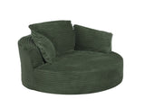 Compressible Corduroy Round Chair with Cushioned Backrest - Modern Comfort Seating for Living W2339P323618