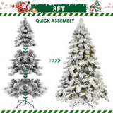 7ft Flocked Scarecrow-Shaped Christmas Tree with 360 Warm White LED Lights, 890 PVC Memory Wire 77585672