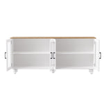 ZUN ON-TREND Farmhouse TV Stand with Tempered Glass Doors for TVs Up to 70", Versatile Sideboard with N721P206052K