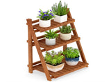 Acacia Wood 3-Tier Ladder Plant Stand, Foldable Indoor Outdoor Display Rack 15875335