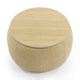 Round Storage Ottoman, 2 in 1 Function, Work as End table and Ottoman, Natural W48762888
