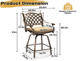 Outdoor Swivel Bar Stools Set of 2, Cast Aluminum Patio Bar Height, All-Weather Bar Dining 06373311