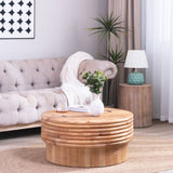 Round Wooden Coffee Table with Hidden Storage - 30.3" Modern Rustic Centerpiece for Living Room , W2729P270752