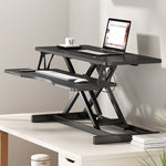 ZUN 32 Inch Desk Converter, Height Adjustable Sit to Stand Riser, Dual Monitor and Laptop Workstation 74924581