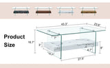 ZUN 43.3 Inch Modern Two-Tier Coffee Table - An Elegant Combination of Clear Glass and White Marble W2920P226070