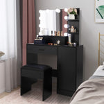 ZUN FCH Large Vanity Set with 10 LED Bulbs, Makeup Table with Cushioned Stool, 3 Storage Shelves 1 30731740