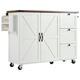 K&K 54.5" Farmhouse Kitchen Island with Power Outlet, Kitchen Storage Island with Internal Storage N707P170349W