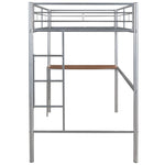 ZUN Twin Metal Loft Bed with Desk, Ladder and Guardrails, Loft Bed for Bedroom, Silver 26077732