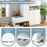 ON-TREND Elegant 2-in-1 Shoe Cabinets with Soft Cushion, Modern Storage Bench with Arched Doors & N721P245716K