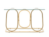 43.3" Modern Tempered Glass Console Table with Ring-Shaped Frames, Metal Frame and Clear Tempered W757P509978