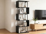 5-Tier S-Shaped Bookshelf, Modern Geometric Freestanding Display Shelf with Heavy-Duty Metal Frame, 09498563