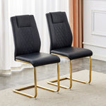 ZUN Modern dining chairs with faux leather padded seats, dining room gold metal leg upholstered W1151107096