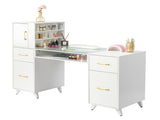 white relief particle board tempered glass 141*50*112cm three doors and two drawers fanless nail 62004166