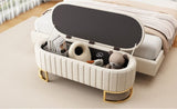 Elegant Upholstered Velvet Storage Ottoman with Button-Tufted,Storage Bench with Metal Legs for N733P208522A