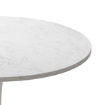 ZUN 32"Modern Round Dining Table with Printed White Marble Table Top,Metal Base Dining Table, End Table W75764013