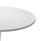 ZUN 32"Modern Round Dining Table with Printed White Marble Table Top,Metal Base Dining Table, End Table W75764013