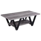 ZUN Black and Grey Angled Leg Coffee Table B062P153609