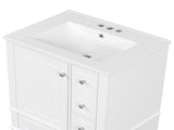 24" Bathroom Vanity with Sink and Drawers, White Freestanding Vanity Cabinet with Ceramic Top and 00086938