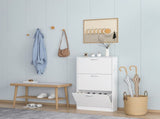 Shoe Cabinet for Entryway, White Narrow Shoe Storage Cabinet Flip Down Shoe Rack Wood 3 Tier Shoe 28686359