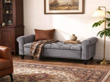 50" Storage Bench with Rolled Arms & Button Tufted Seat, End of Bed Bench with Wood Legs 62954780