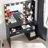 ZUN Vanity Desk with Mirror and Lights, 46.4IN Dressing Table with 2 Large Drawer&Large Vertical 65595019