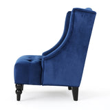 High-Back Velvet Club Chair, Upholstered Wingback Chair, Navy Blue 55038.00NVLTNBL