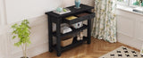 ZUN TREXM Retro Console Table with Drawer and Two Sturdy Shelves for Entryway, Living Room N715P195561B