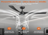 52 Inch Ceiling Fans with Lights Led Remote Control Low Profile Flush Mount for Living Room Bedroom 95151512