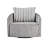 Modern Sleek Design Swivel Chair Cushion Seat Soft Gray Chenille Upholstered Plush Back Pillow B011P256605