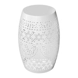 9.4" Steel Patio End Table, Round Hollow Drum Side Table, Accent Table for Indoor and Outdoor, White 56990579