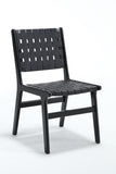 ZUN Hengming saddle leather woven dining chair, solid wood legs, suitable for dining and living W212106055