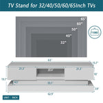 ZUN 63inch WHITE morden TV Stand with LED Lights,high glossy front TV Cabinet,can be assembled in Lounge 76387363