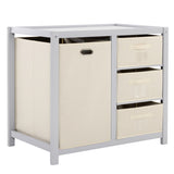 Wooden Frame Removable Top Gray Painted Pine Children's Cot with 3 Fabric Drawers 1 Fabric Bag 94766383