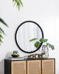 ZUN 32" Circle Mirror with Metal Beaded Frame, Wall Mirror for Living Room Bedroom Entryway W2078138953