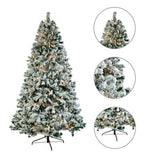 6 FT Pre-lit Snow Flocked Christmas Tree, Artificial Hinged Xmas Pine Tree with 800 Branch Tips, 300 26717243