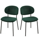 Dark Green Boucle Fabric Dining Chairs Set of 2,Dining Chairs with Metal Legs for Dining Room, W1164P195056