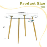 Round dining table with glass top, gilded metal legs, exquisite living, starting from details, W1151P205872