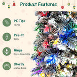 8FT, 6FT, 4FT Pre-Lit Pencil Christmas Trees, Set of 3 Flocked Fir Slim Christmas Trees, Xmas 19997453