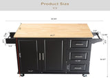 Kitchen Island & Kitchen Cart, Mobile Kitchen Island, Rubber Wood Top, Big & Adjustable Shelf Inside 17444090
