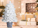 4 FT White Artificial Christmas Tree with Pot Stand, Potted Xmas Pine Tree with 200 Branch Tips for 52419562