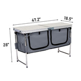 Outdoor Folding Camping Table with Storage Compartment, 4ft Portable Pinic Table with 3 Adjustable 49975057