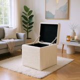 Beige Corduroy Storage Ottoman with Rubber Feet Compact Soft Cube Seat, 424244cm 02586993