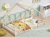 Twin Size Floor Bed Triangle Roof Frame and Support Bed Slats, Montessori Kids Playhouse Bed 53916339