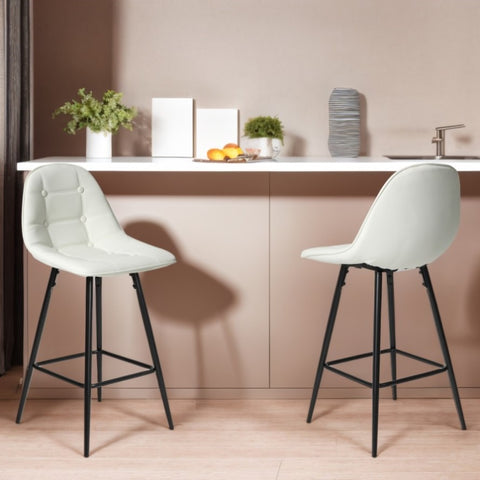 ZUN Counter Stools,Set of 2 Bar Stools with Back and Footrest, Modern Metal Counter Height Barstools for W561P175953