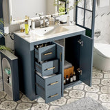 36'' Bathroom Vanity with Ceramic Sink Combo, Solid Wood Frame Bathroom Storage Cabinet, N710P291684C