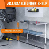 Stainless Steel 24 x 60 Inches Metal Prep with wheels Adjustable Undershelf, Stainless W1192P340898