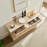 Farmhouse Style Kitchen Storage Cabinet, Large Wall Cabinet with Drawers and Doors in Roman Column W2393P300548