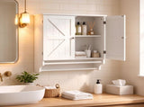 White Bathroom Wall Cabinet with 2 Doors, Adjustable Shelf & Towel Racks, 23.8" x 8.9" x 25.2" 28489301