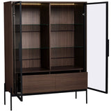 51.2'' Tall Lighted Display Cabinet with Tempered Glass Door, Metal Legs, LED Curio Cabinet, Modern N845P261794D